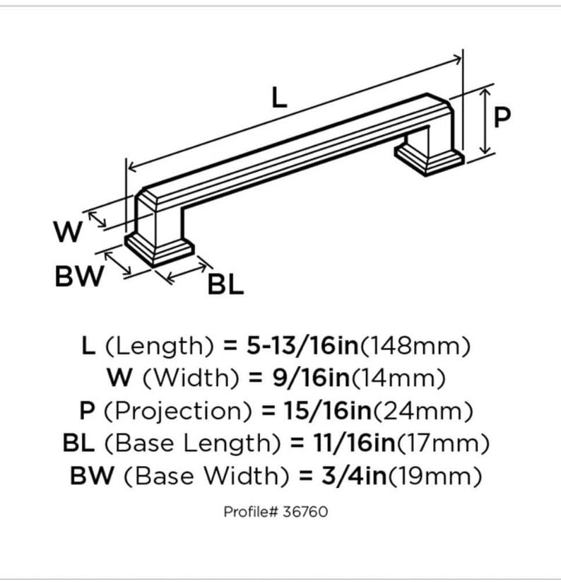 Amerock  Appoint 5-1/16 in. (128mm)  Bar Cabinet Pull