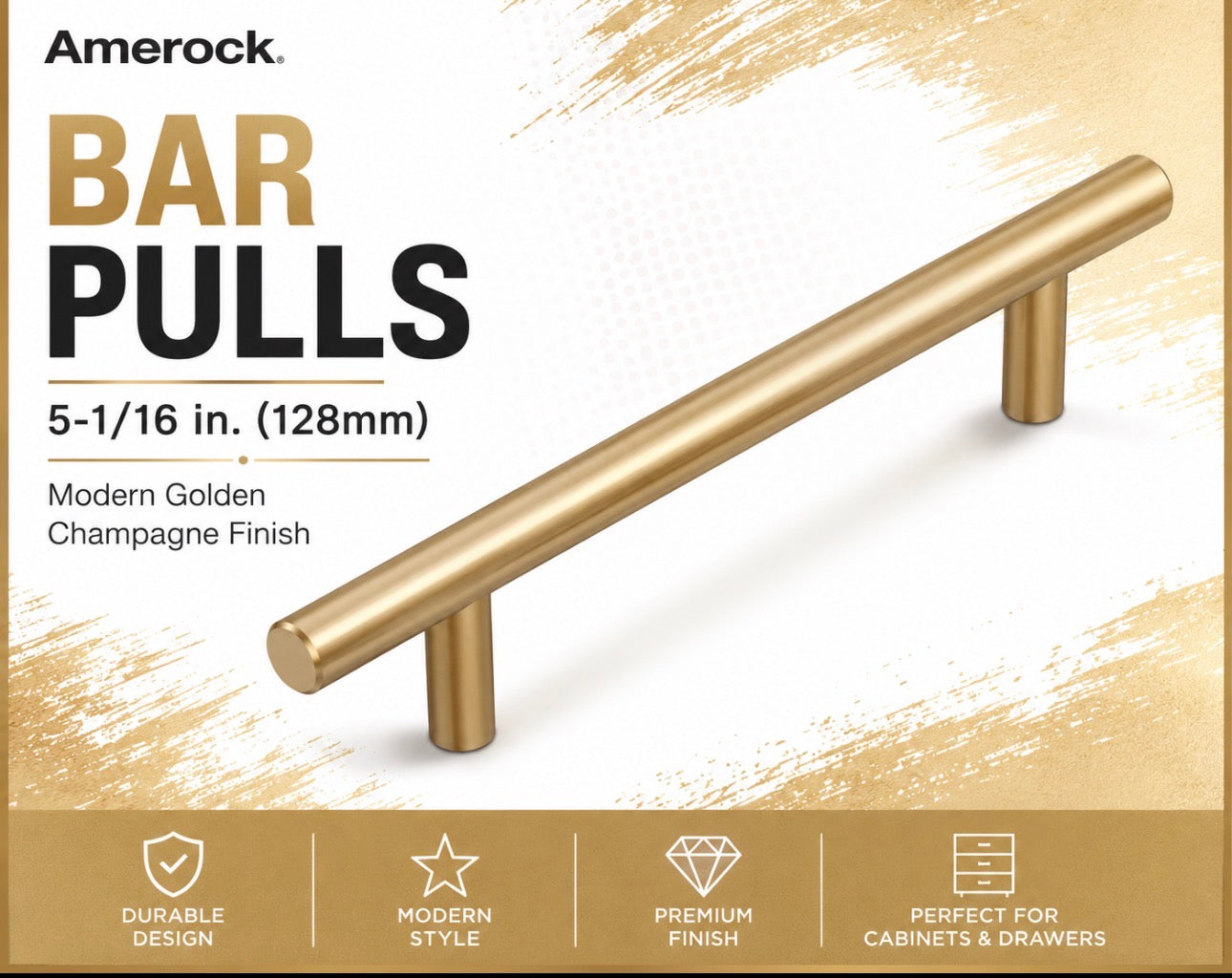 Bar Pulls 5-1/16 in. (128mm) Modern Golden Champagne Bar Cabinet Pull