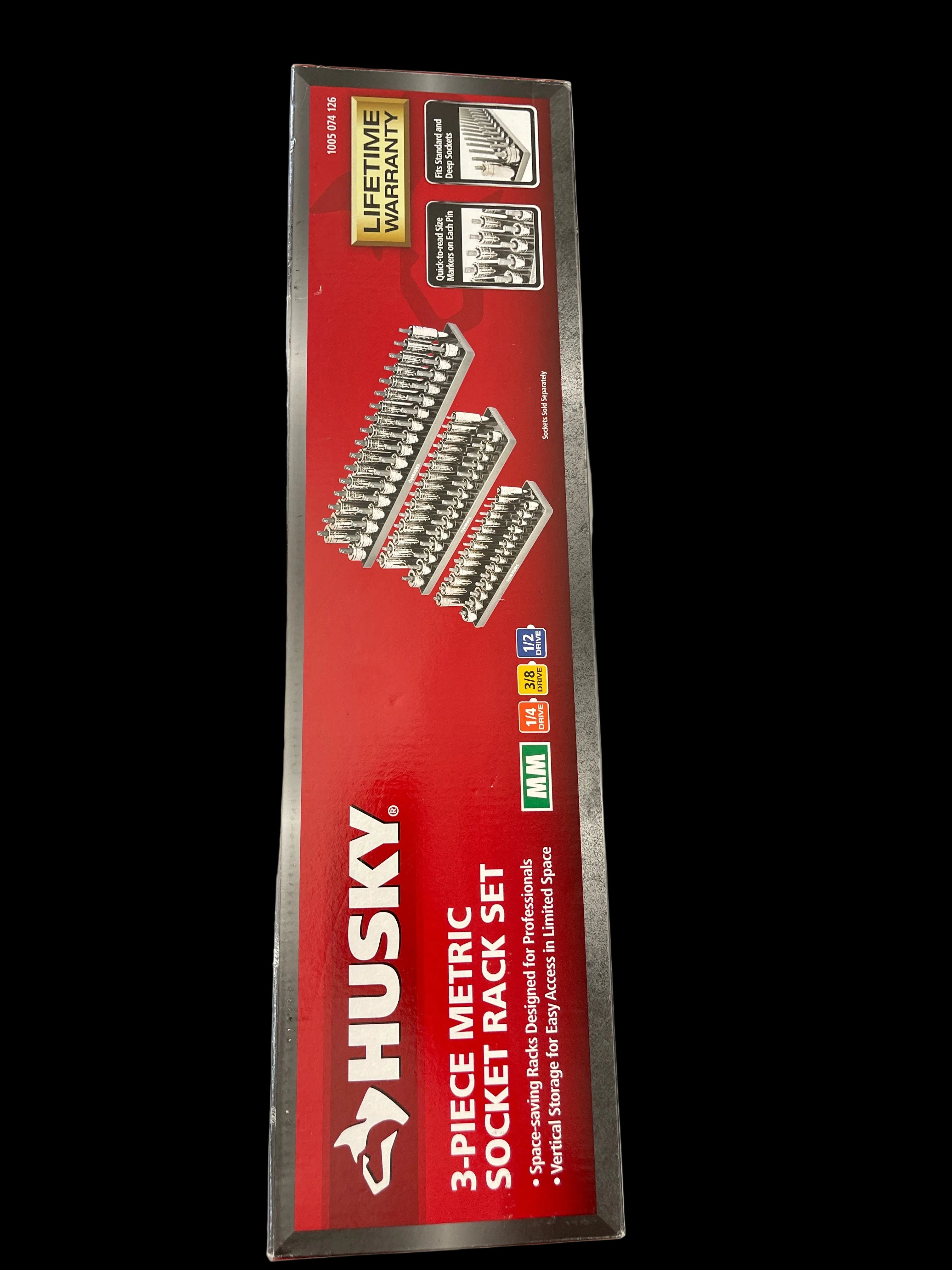 Husky 3 piece metric socket rack set 4B