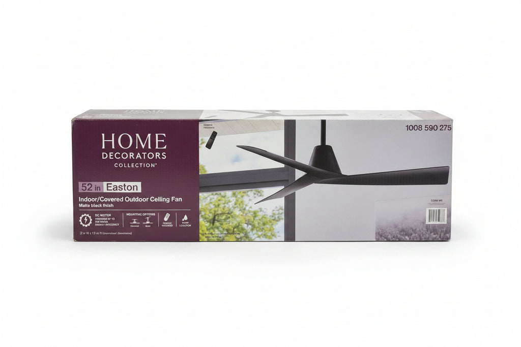 Home Decorators Collection Easton 52 in. indoor/outdoor matte black ceiling fan BW