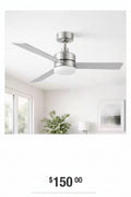 Hampton Bay Madison 52-inch indoor brushed nickel ceiling fan BW