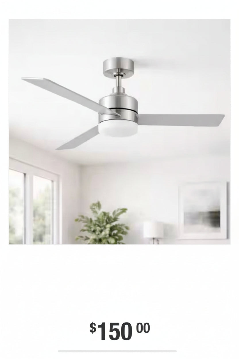 Hampton Bay Madison 52-inch indoor brushed nickel ceiling fan BW